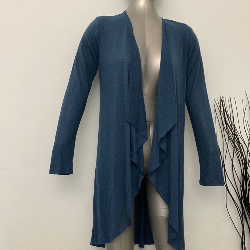 Open front draped long cardigan